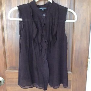 Vince sleeveless raw edge sheer silk blouse size 4